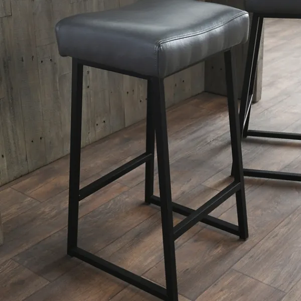 Bar Stools & Counter Height Stools-Kirkland's Home Smokey Vegan Leather Counter Stools, Set Of 2 Gray