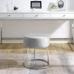 Benches & Ottomans-Kirkland's Home Smokey Velvet Vanity Stool Gray
