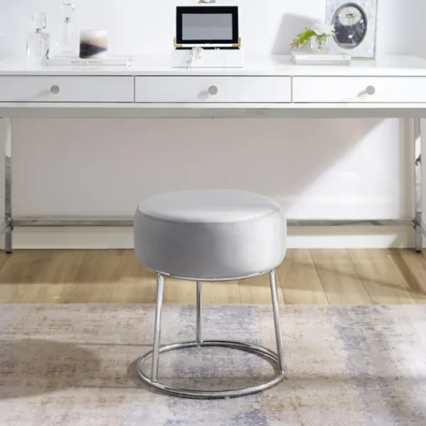 Benches & Ottomans-Kirkland's Home Smokey Velvet Vanity Stool Gray