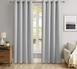 Curtains & Drapes-Kirkland's Home Smoky Blackout Curtain Panel Set, 84 In. Gray