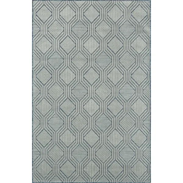 Outdoor Rugs-Kirkland's Home Smoky Blue Geometric Indoor/Outdoor Area Rug, 5X7 Gray/Blue