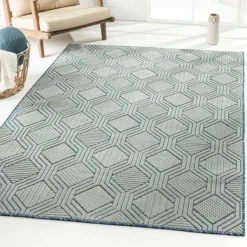 Outdoor Rugs-Kirkland's Home Smoky Blue Geometric Indoor/Outdoor Area Rug, 5X7 Gray/Blue
