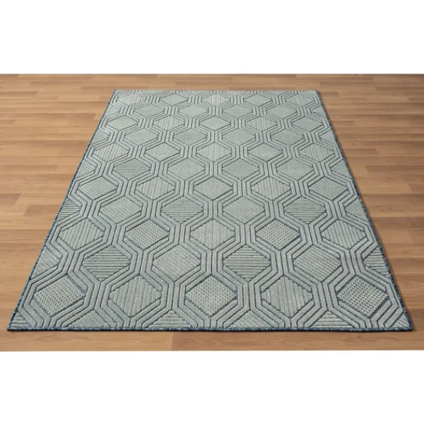 Outdoor Rugs-Kirkland's Home Smoky Blue Geometric Indoor/Outdoor Area Rug, 5X7 Gray/Blue