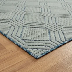 Outdoor Rugs-Kirkland's Home Smoky Blue Geometric Indoor/Outdoor Area Rug, 5X7 Gray/Blue