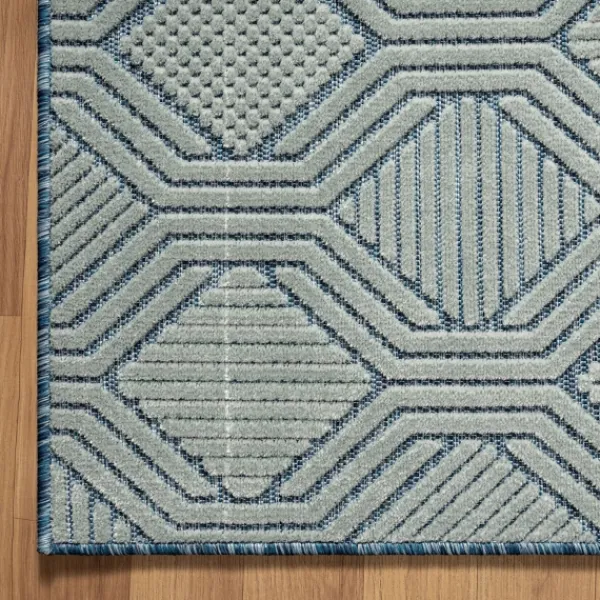 Outdoor Rugs-Kirkland's Home Smoky Blue Geometric Indoor/Outdoor Area Rug, 5X7 Gray/Blue