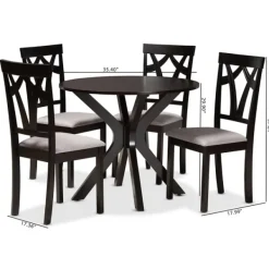 Dining Tables-Kirkland's Home Smoky Gray Upholstered Swoop Back 5-Pc. Dining Set