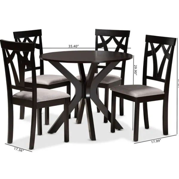 Dining Tables-Kirkland's Home Smoky Gray Upholstered Swoop Back 5-Pc. Dining Set