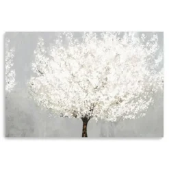 Canvas Art-Kirkland's Home Snow Kissed Blossoms Giclee Canvas Art Print Gray/White/Brown