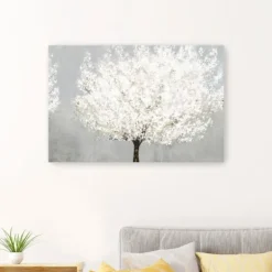 Canvas Art-Kirkland's Home Snow Kissed Blossoms Giclee Canvas Art Print Gray/White/Brown