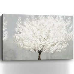 Canvas Art-Kirkland's Home Snow Kissed Blossoms Giclee Canvas Art Print Gray/White/Brown