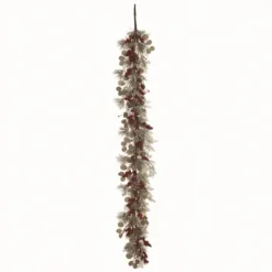 Arrangements & Greenery-Kirkland's Home Snowy Eucalyptus Berry Mix Christmas Garland Green/Red
