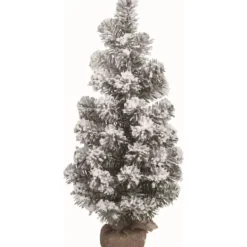 Trees & Topiaries-Kirkland's Home Snowy Pine Burlap Sack Base Tree, 24 In. Green/White/Brown