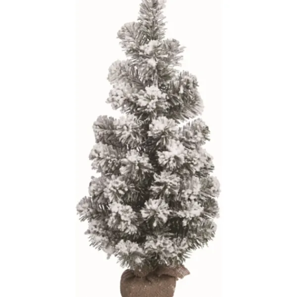 Trees & Topiaries-Kirkland's Home Snowy Pine Burlap Sack Base Tree, 24 In. Green/White/Brown