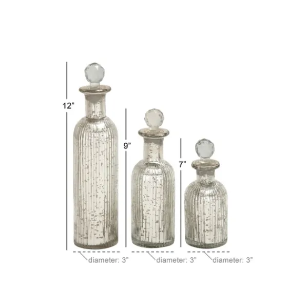 Vases-Kirkland's Home Soda Lime Glass Bottle Vases, Set Of 3 Silver