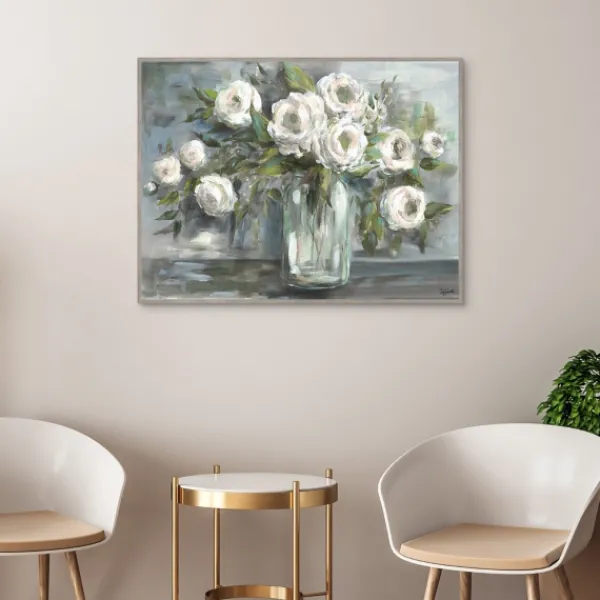 Framed Art-Kirkland's Home Soft Blooms Still Life Framed Wall Art White/Green/Gray