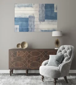 Wall Plaques-Kirkland's Home Soft Blue Abstract Wood Wall Plaque Blue/White