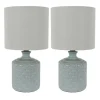 Table Lamps-Kirkland's Home Soft Blue Embossed Ceramic Table Lamps, Set Of 2 White