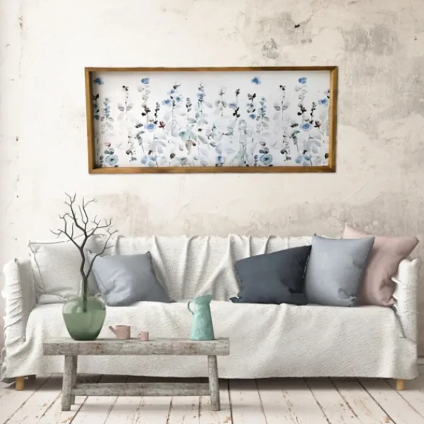 Framed Art-Kirkland's Home Soft Blue Garden Framed Canvas Art Print Blue/White/Green