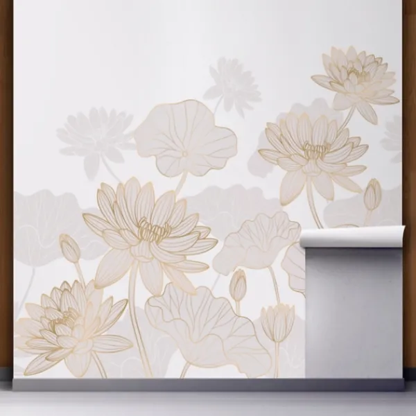 Wall Murals & Wall Decals-Kirkland's Home Soft Pink Floral Peel And Stick Wall Mural Pink/Gold
