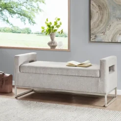 Benches & Ottomans-Kirkland's Home Soft Storage Bench With Open Sides Gray