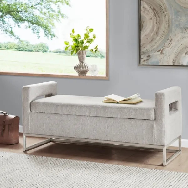 Benches & Ottomans-Kirkland's Home Soft Storage Bench With Open Sides Gray