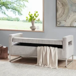 Benches & Ottomans-Kirkland's Home Soft Storage Bench With Open Sides Gray