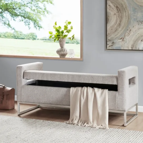 Benches & Ottomans-Kirkland's Home Soft Storage Bench With Open Sides Gray