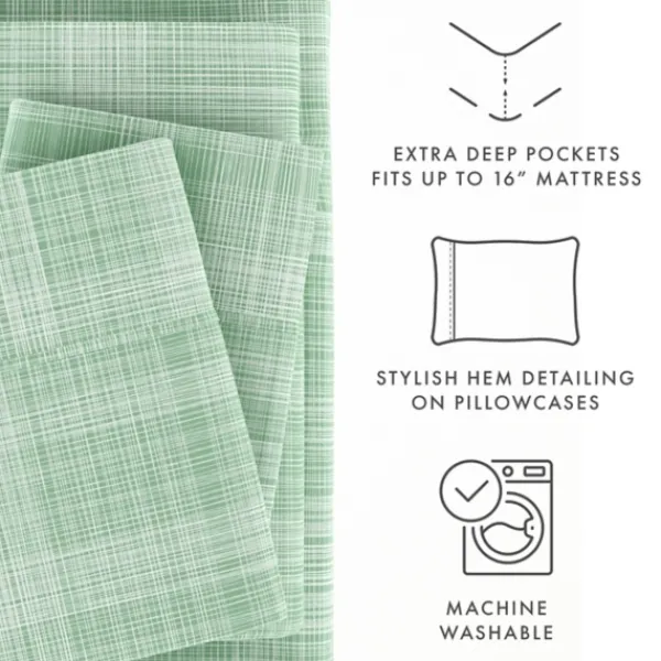 Bed Sheets-Kirkland's Home Soft Thatch 3-Pc. Twin Sheet Set Green