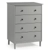 Dressers & Chests-Kirkland's Home Solid Pine Wood 4-Drawer Dresser Gray