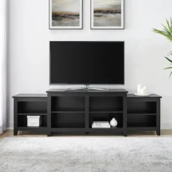 Tv Stands & Media Consoles-Kirkland's Home Solid Tiered Tv Stand Black