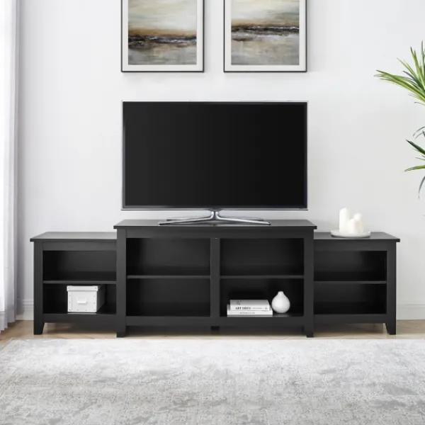 Tv Stands & Media Consoles-Kirkland's Home Solid Tiered Tv Stand Black