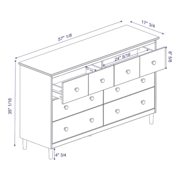 Dressers & Chests-Kirkland's Home Solid Wood 6-Drawer Dresser White