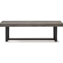 Dining Chairs-Kirkland's Home Solid Wood Two-Tone Dining Bench Gray