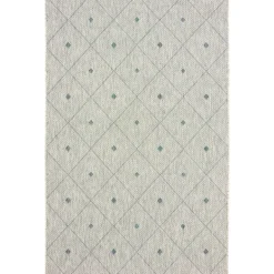 Outdoor Rugs-Kirkland's Home Solitaire Sun Shower Outdoor Area Rug, 7X9 Blue/Ivory