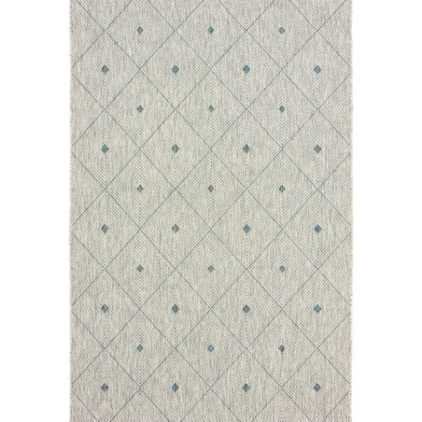 Outdoor Rugs-Kirkland's Home Solitaire Sun Shower Outdoor Area Rug, 7X9 Blue/Ivory