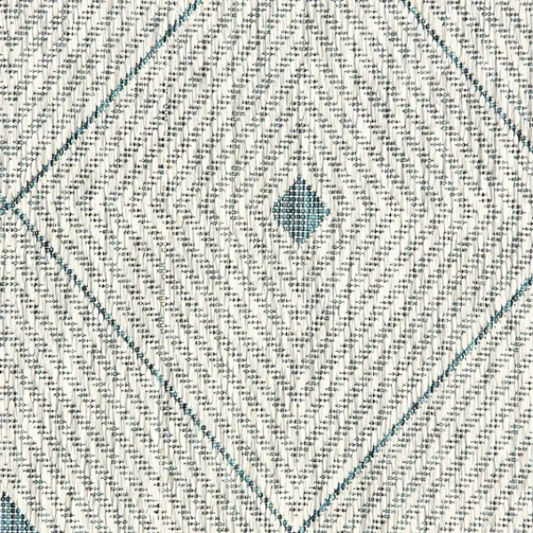 Outdoor Rugs-Kirkland's Home Solitaire Sun Shower Outdoor Area Rug, 5X8 Blue/Ivory