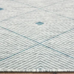 Outdoor Rugs-Kirkland's Home Solitaire Sun Shower Outdoor Area Rug, 5X8 Blue/Ivory
