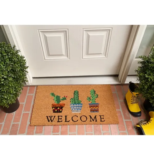Doormats-Kirkland's Home Southwestern Cactus Coir Doormat Brown/Black/Gray