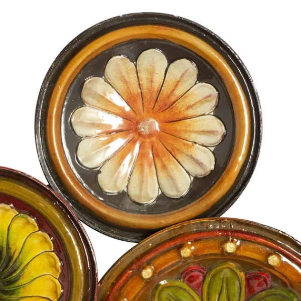 Wall Plaques-Kirkland's Home Southwestern Floral Ceramic Plates Wall Plaque Yellow/Orange/Green