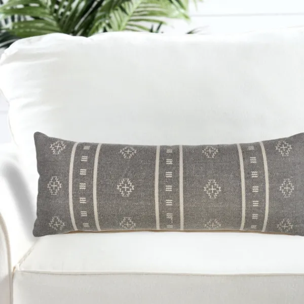 Pillows-Kirkland's Home Southwestern Geo Lumbar Pillow Gray