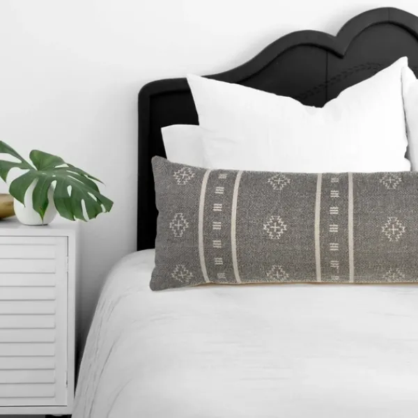 Pillows-Kirkland's Home Southwestern Geo Lumbar Pillow Gray