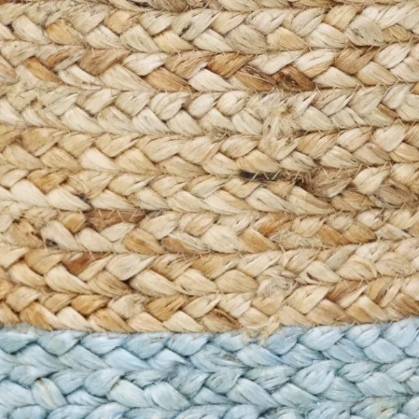 Baskets & Boxes-Kirkland's Home Spa Blue And Tan Woven Basket With Tassel, 19 In. Blue/Tan