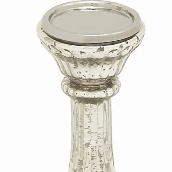 Candle Holders-Kirkland's Home Speckled Mercury Glass Pillar Holders, Set Of 3 Silver