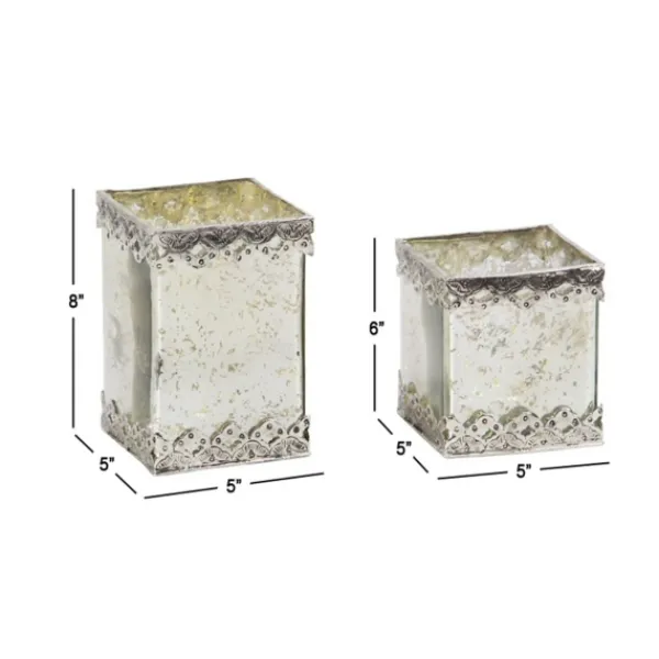 Candle Holders-Kirkland's Home Speckled 2-Pc. Candle Holder Set Silver