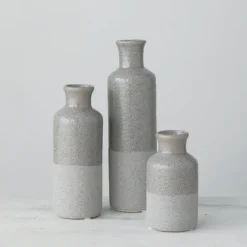 Vases-Kirkland's Home Speckled Vases, Set Of 3 Gray