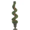 Trees & Topiaries-Kirkland's Home Spiral Pre-Lit Boxwood Potted Topiary Green/Brown