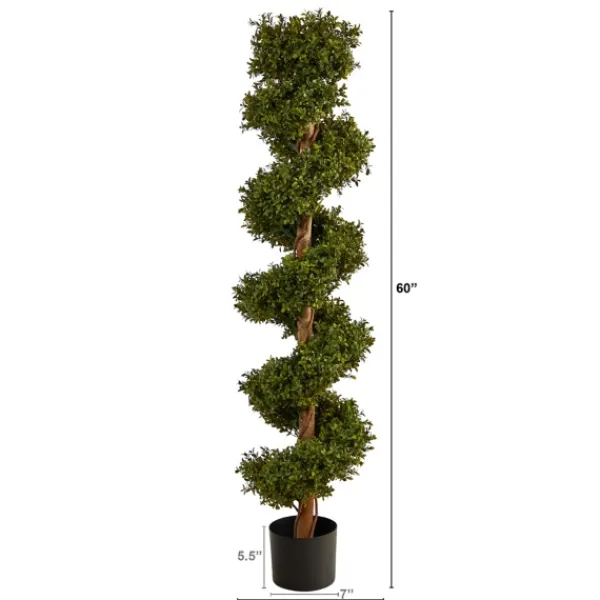 Trees & Topiaries-Kirkland's Home Spiraling Boxwood Topiary In Black Planter