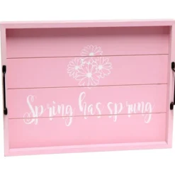 Decorative Trays-Kirkland's Home Spring Has Sprung Wood Tray Pink