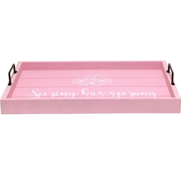 Decorative Trays-Kirkland's Home Spring Has Sprung Wood Tray Pink