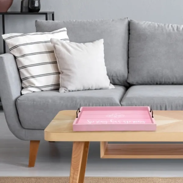 Decorative Trays-Kirkland's Home Spring Has Sprung Wood Tray Pink